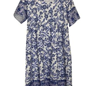 Chic Blue Floral Midi Dress